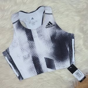NWT Adidas adizero crop top tank graphite Large